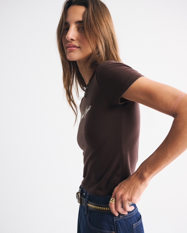 Women's J'adore Espresso Graphic Baby Tee | Women's Clearance