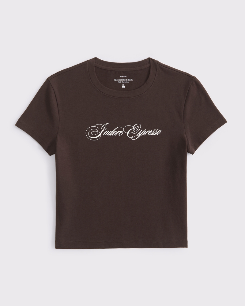 Women's J'adore Espresso Graphic Baby Tee | Women's Clearance