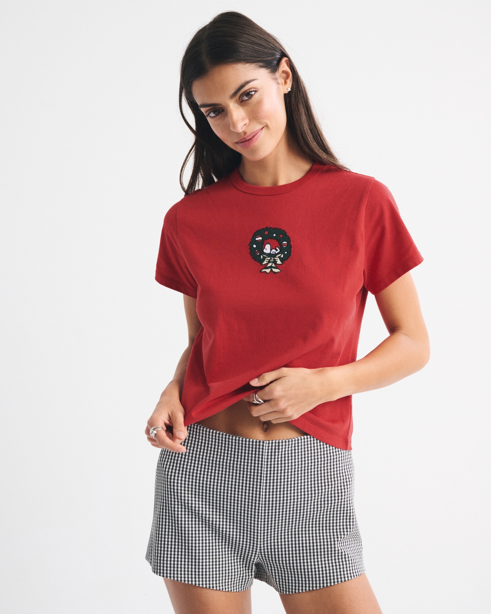 Short-Sleeve Snoopy Graphic Skimming Tee