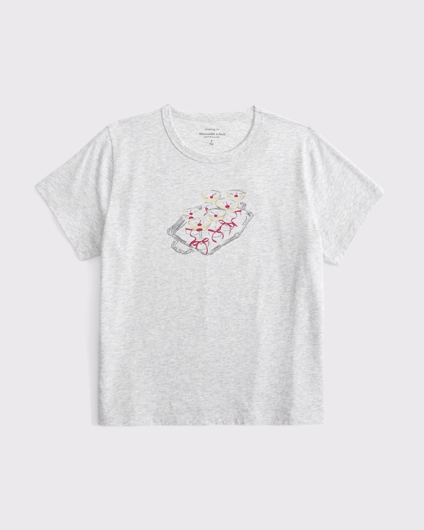 Short-Sleeve Cocktail Tray Graphic Skimming Tee, Light Gray view 1