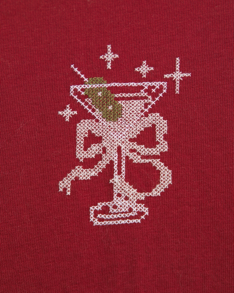 Short-Sleeve Martini Graphic Skimming Tee