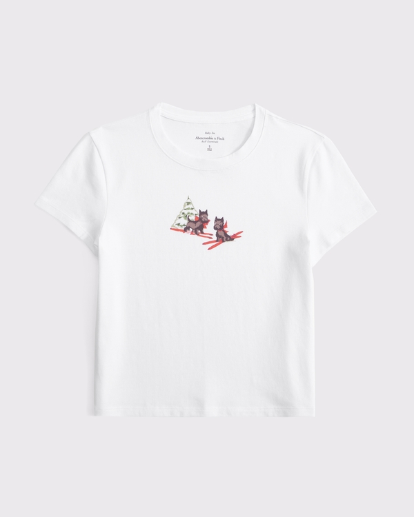 Ski Dogs Graphic Baby Tee, White view 1