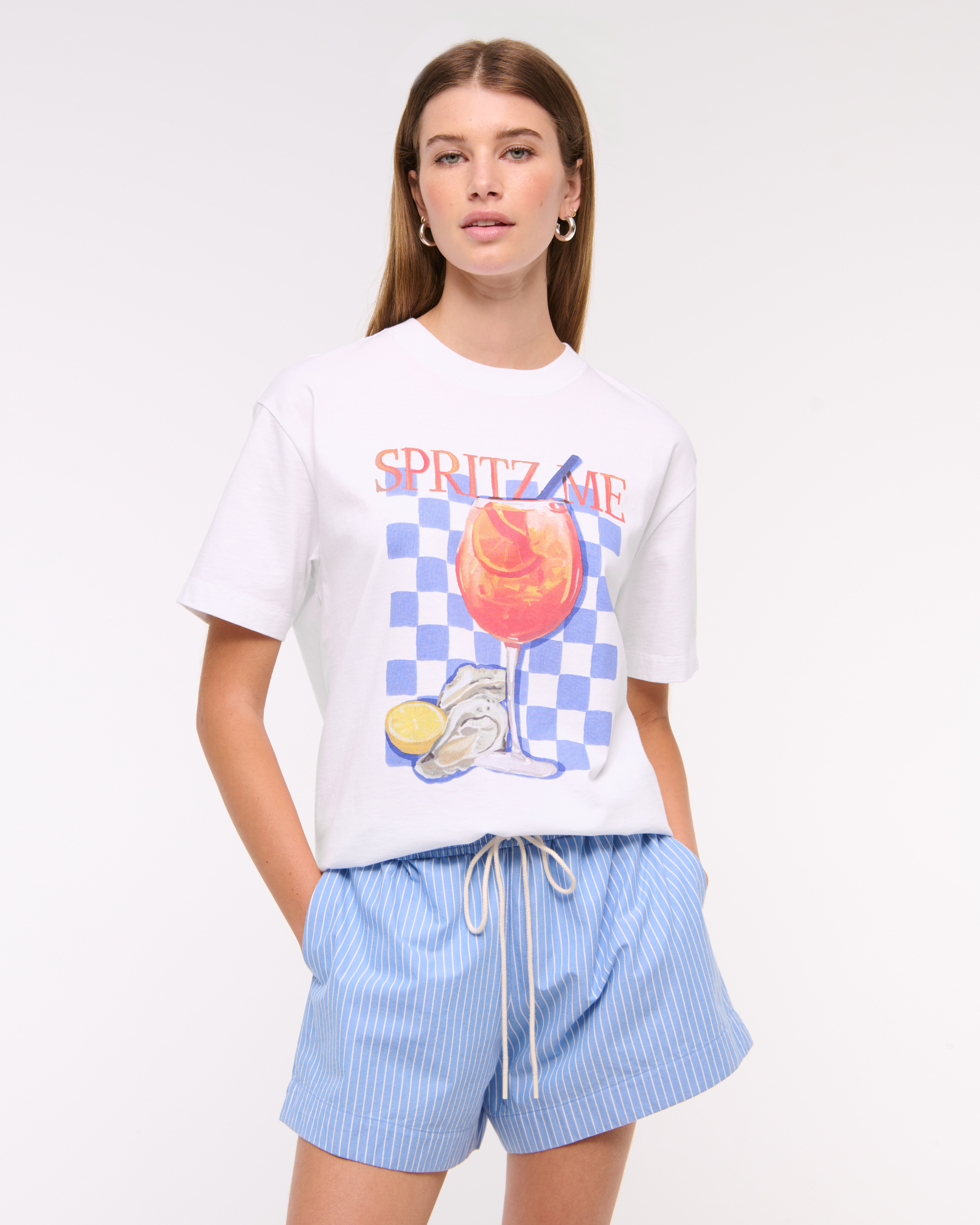 Abercrombie & Fitch Oversized Spritz Me Graphic Tee In White
