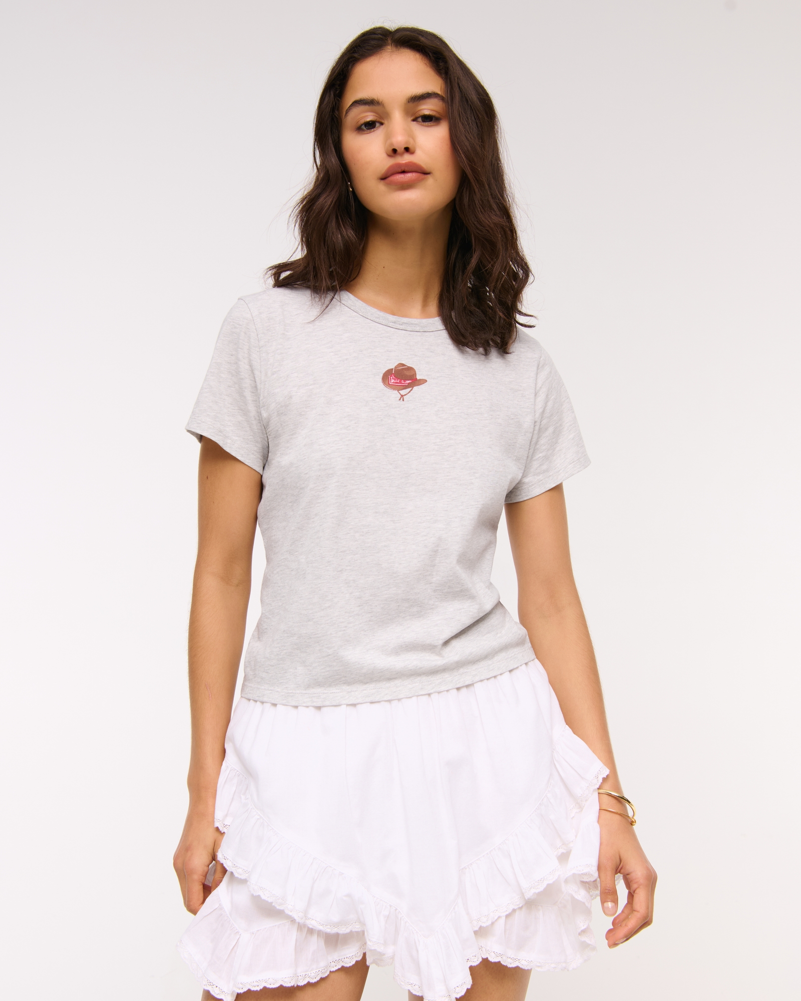 Short-Sleeve Cowboy Hat Graphic Skimming Tee