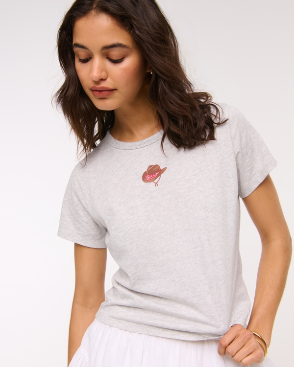 Short-Sleeve Cowboy Hat Graphic Skimming Tee