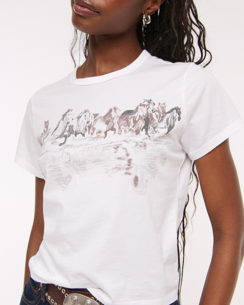 Short-Sleeve Horses Graphic Skimming Tee