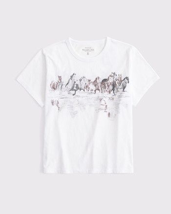 Short-Sleeve Horses Graphic Skimming Tee