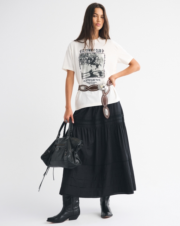 Oversized Western Graphic Tee, Cream view 2