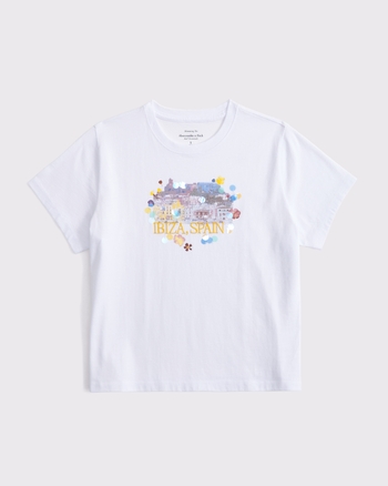 Short-Sleeve Ibiza Graphic Skimming Tee