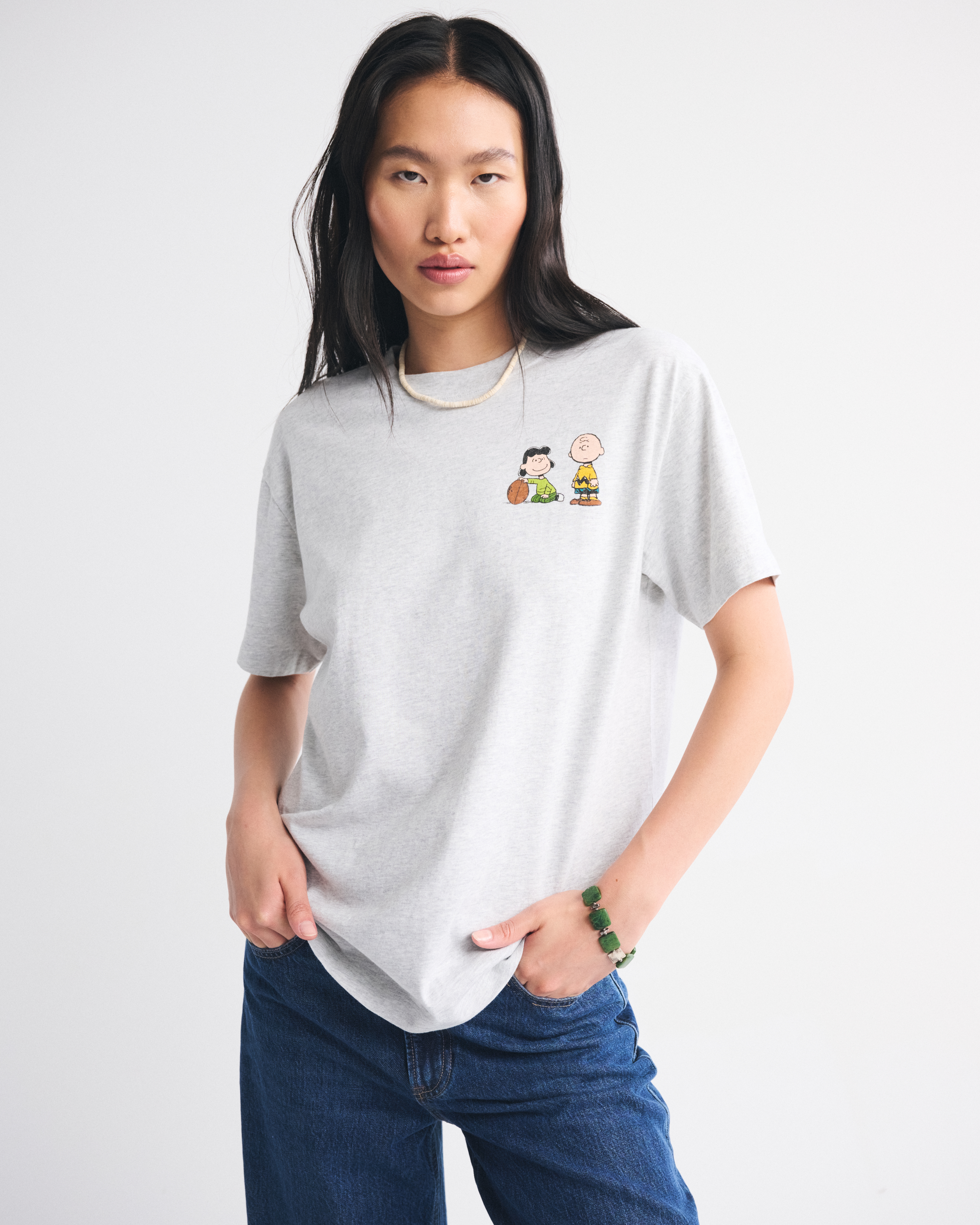 Abercrombie & Fitch Oversized Peanuts Graphic Tee In White