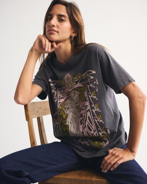 Oversized Fleetwood Mac Graphic Tee, Dark Gray view 1