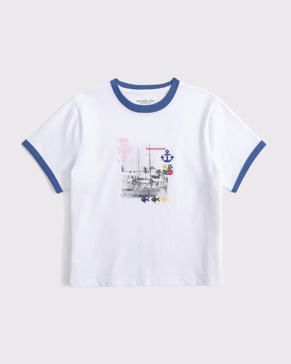Short-Sleeve Nautical Graphic Skimming Tee