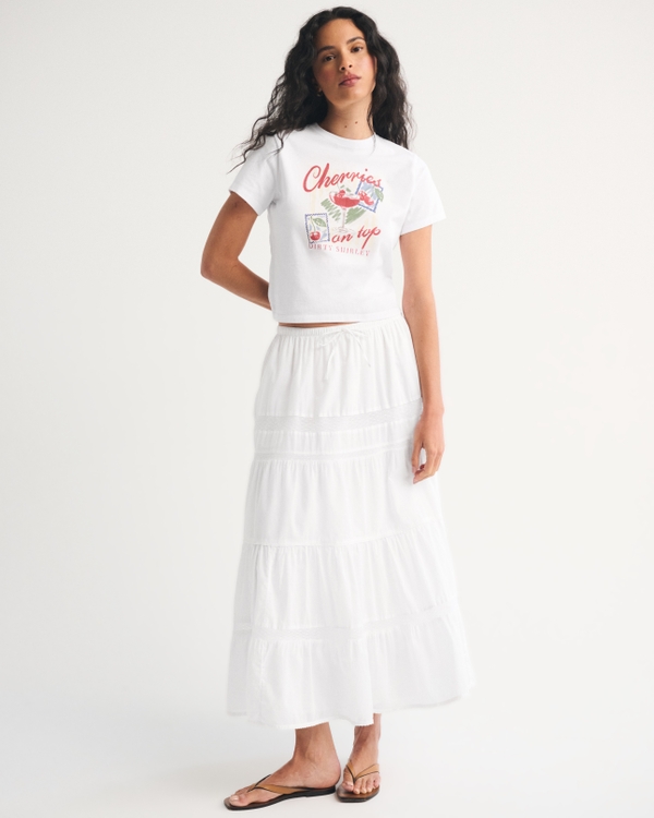 Short-Sleeve Dirty Shirley Graphic Skimming Tee, White view 2