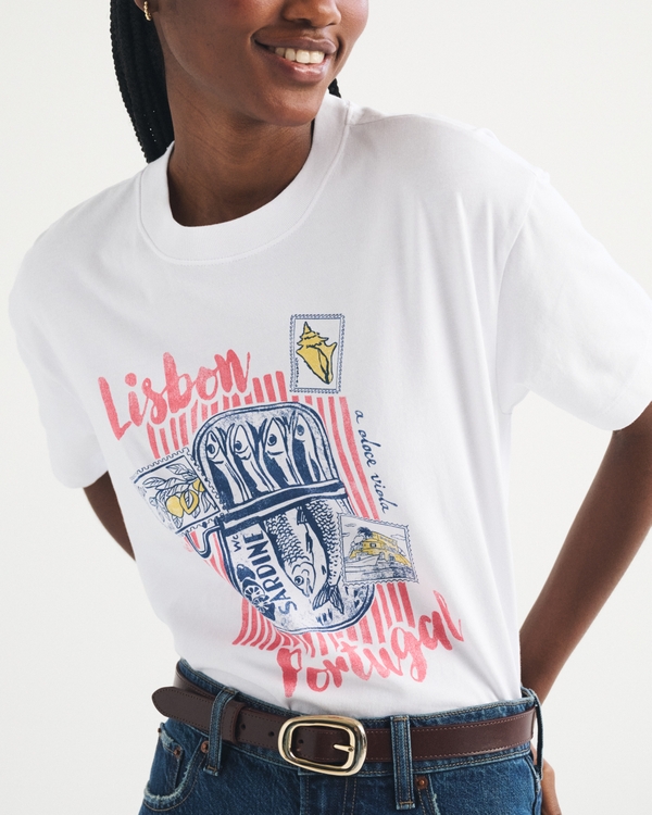 Oversized Lisbon Graphic Tee, White view 2