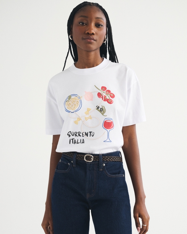 Oversized Italia Graphic Tee, White view 1