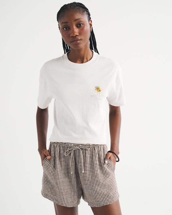 Oversized France Graphic Tee, Cream view 1