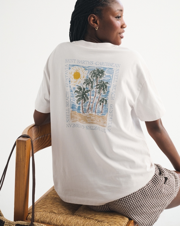 Oversized France Graphic Tee, Cream view 2