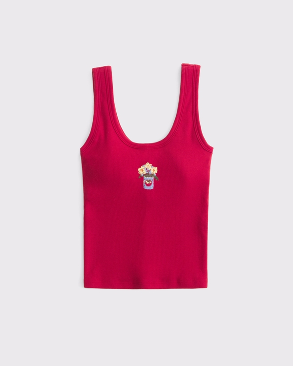 WAREHOUSE タンクトップ UK 12 Women's Bra-Free Oyster Graphic Scoopneck Tank | Women's Clearance