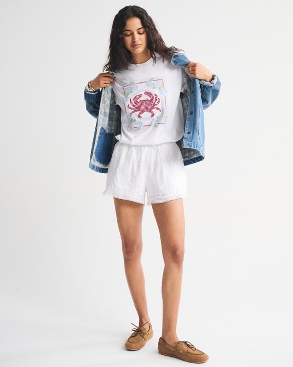 Oversized Coastal Crab Graphic Tee, White view 2