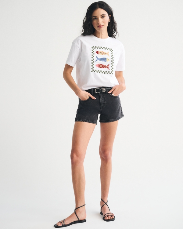 Oversized Coastal Fish Graphic Tee, White view 2