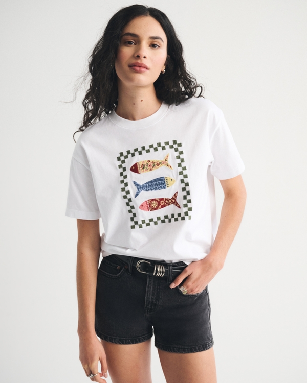 Oversized Coastal Fish Graphic Tee