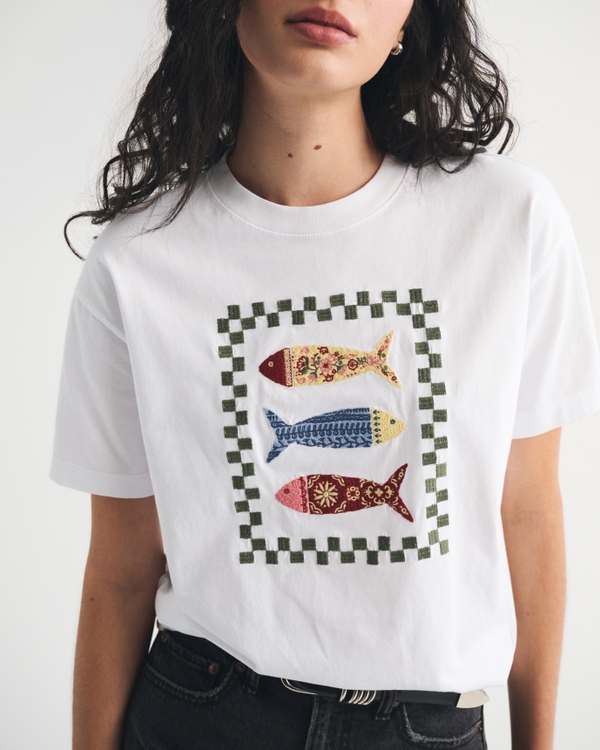 Oversized Coastal Fish Graphic Tee