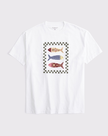 Oversized Coastal Fish Graphic Tee