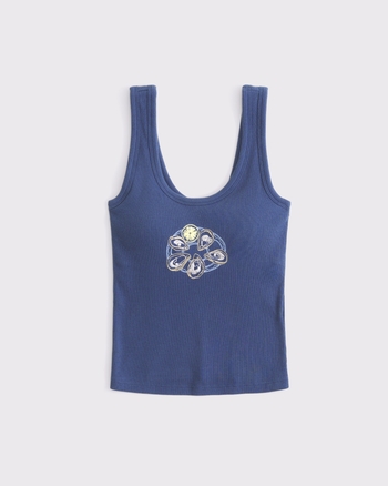 Bra-Free Oyster Graphic Scoopneck Tank