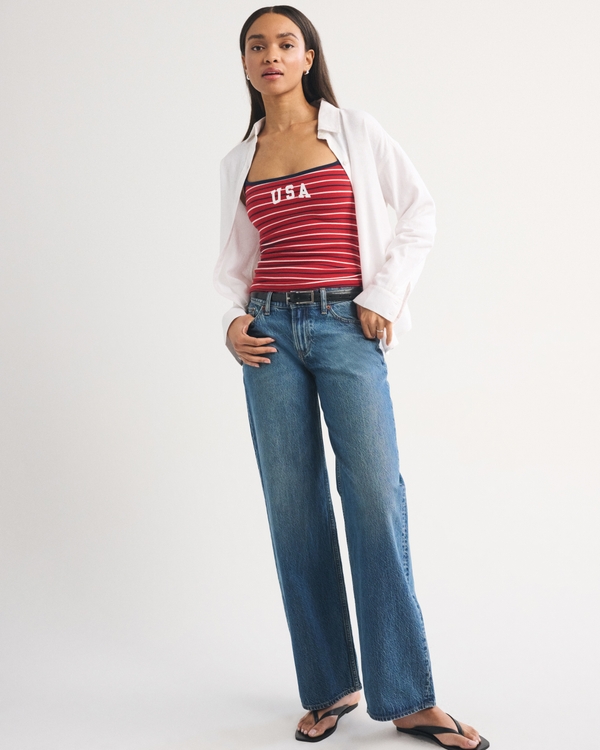 Bra-Free 90s USA Cami, Red Stripe view 2