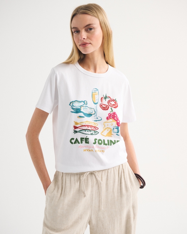 Café Graphic Boxy Tee, White view 1