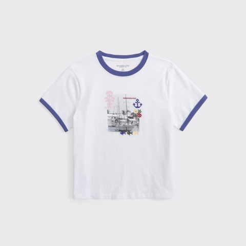 Женские футболки Abercrombie & Fitch 100% Cotton Nautical Graphic Skimming Short-Sleeve Tee