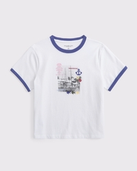 航海圖案修身短袖 T 恤