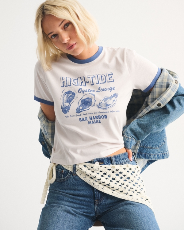 Short-Sleeve Oyster Graphic Skimming Tee, Light Sand view 1