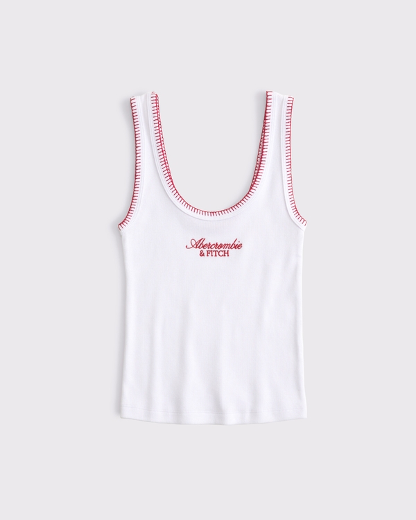 Scoopneck Logo Tank, White view 1