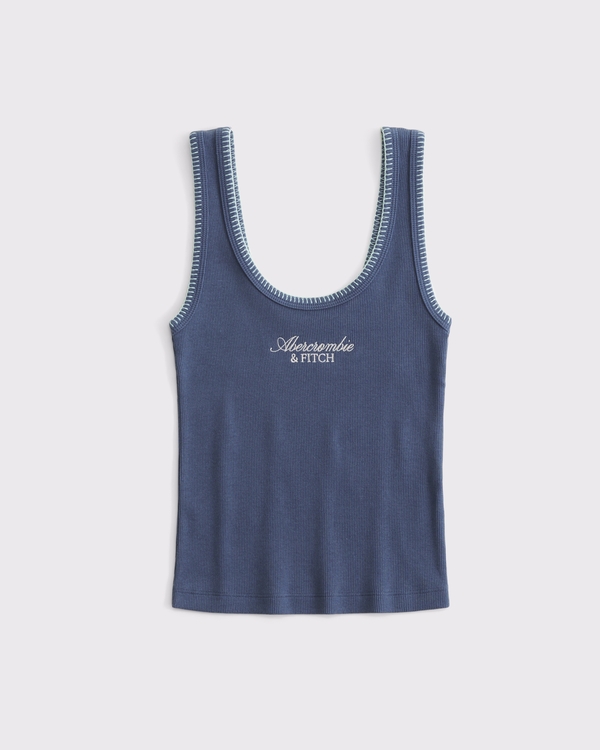 Scoopneck Logo Tank, Blue Fog view 1