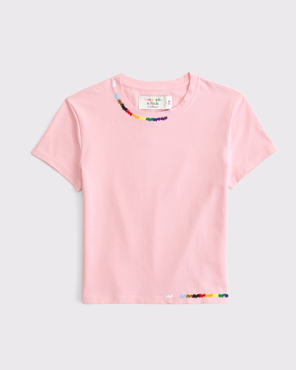 Camiseta baby con bordado Pride, Rosa view 1