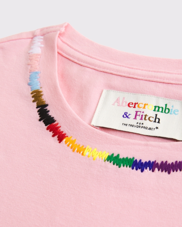 Pride Embroidered Baby Tee, Pink view 2