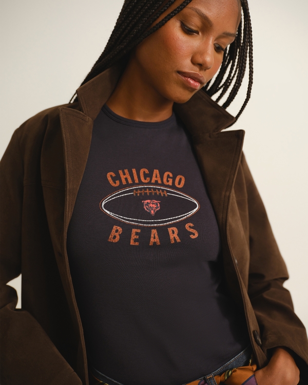 Chicago Bears Bra-Free Rib High-Neck Tank, Navy - Bears view 1