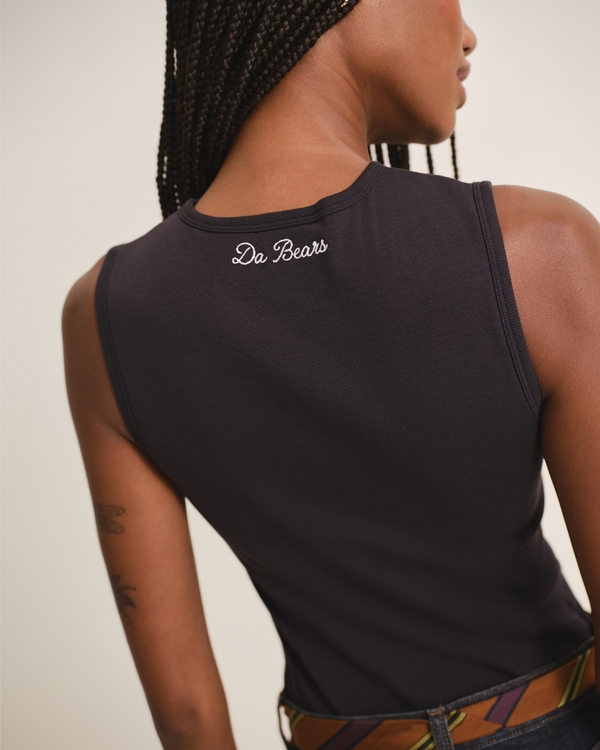 Chicago Bears Bra-Free Rib High-Neck Tank, Navy - Bears view 2