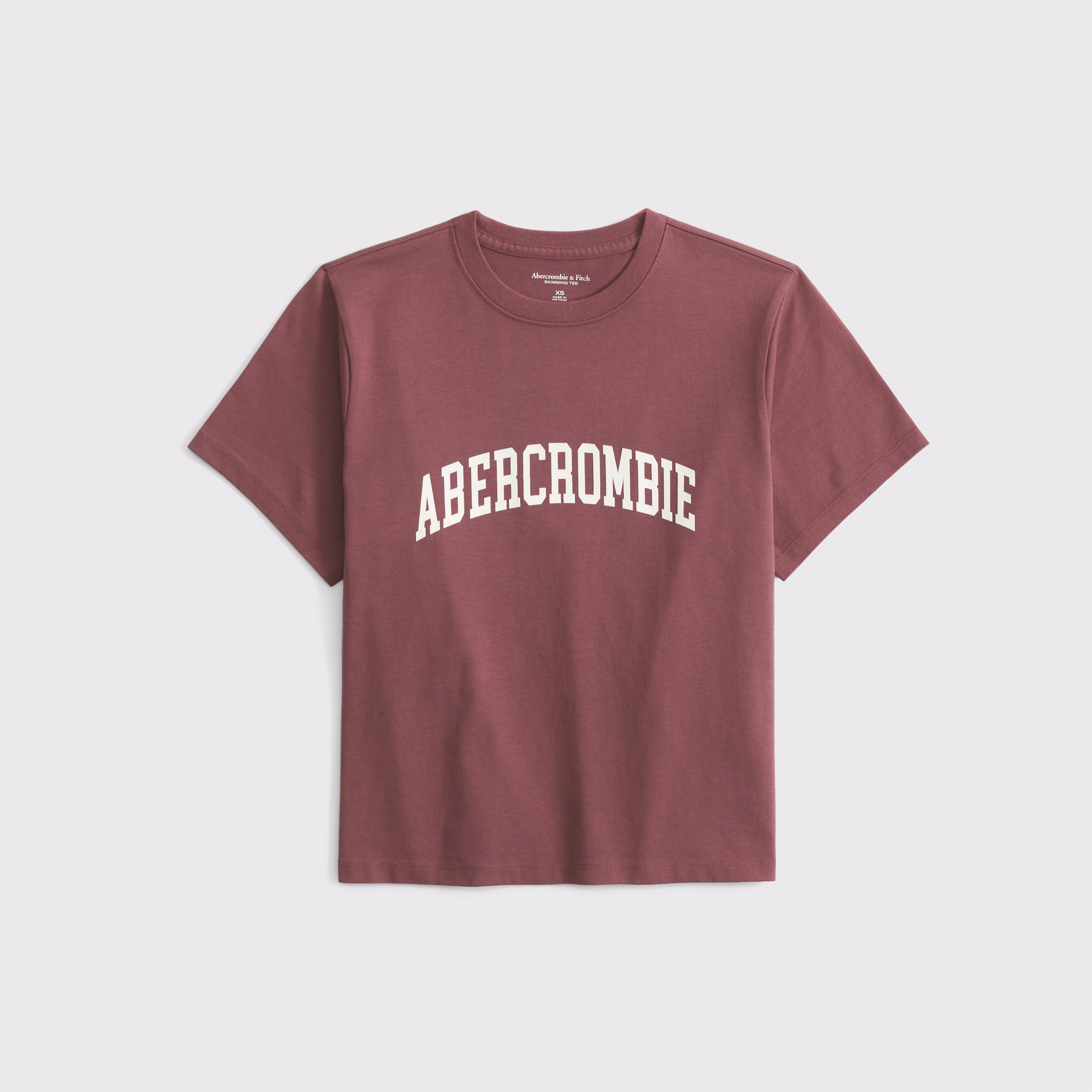 Женская футболка Abercrombie & Fitch Short-Sleeve Logo Skimming, цвет: Холодный пудровый — фото 1