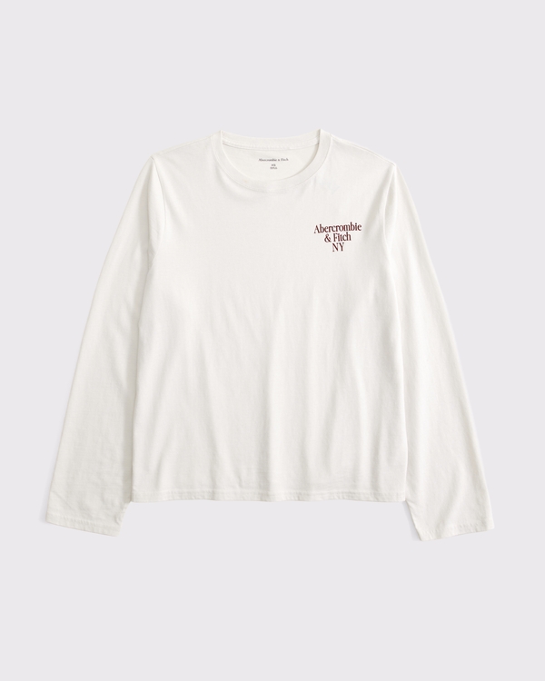 新品abercrombie 長袖 カットソー ホワイト ガールズXL Women's Everyday Logo Tee | Women's Tops | Abercrombie.com
