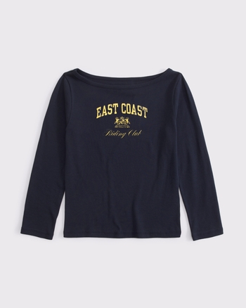 East Coast 3/4 Sleeve Boat Neck Top