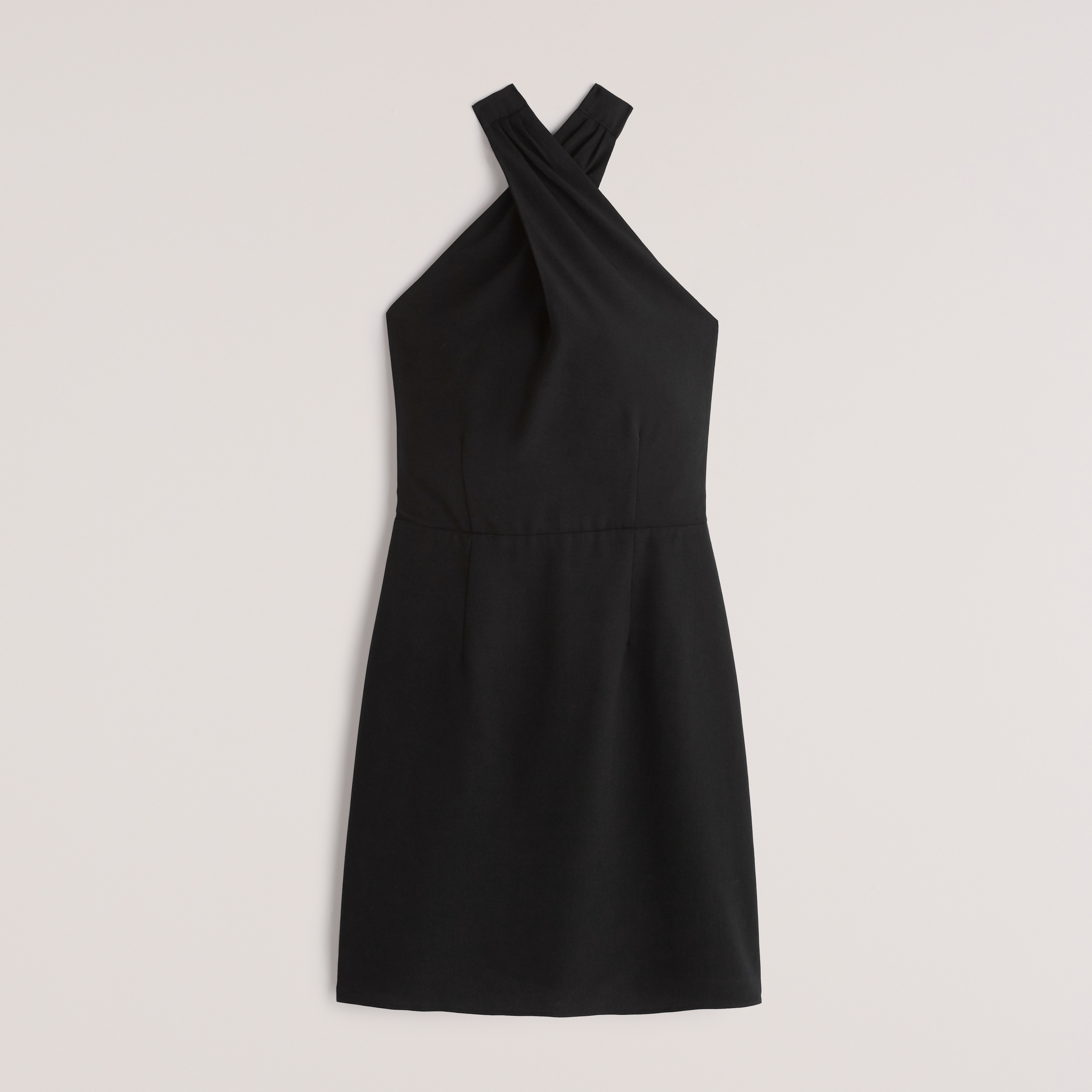 black halter slip dress
