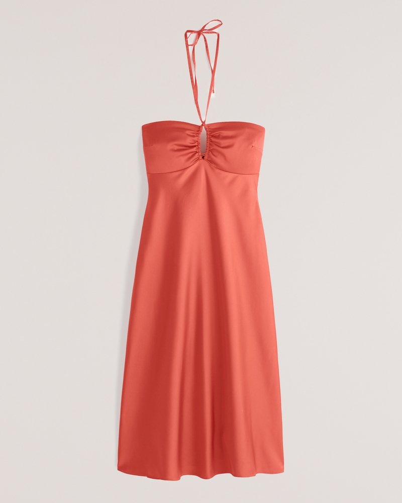 Women's Halter Satin Slip Midi Dress | Women's Clearance | Abercrombie.com