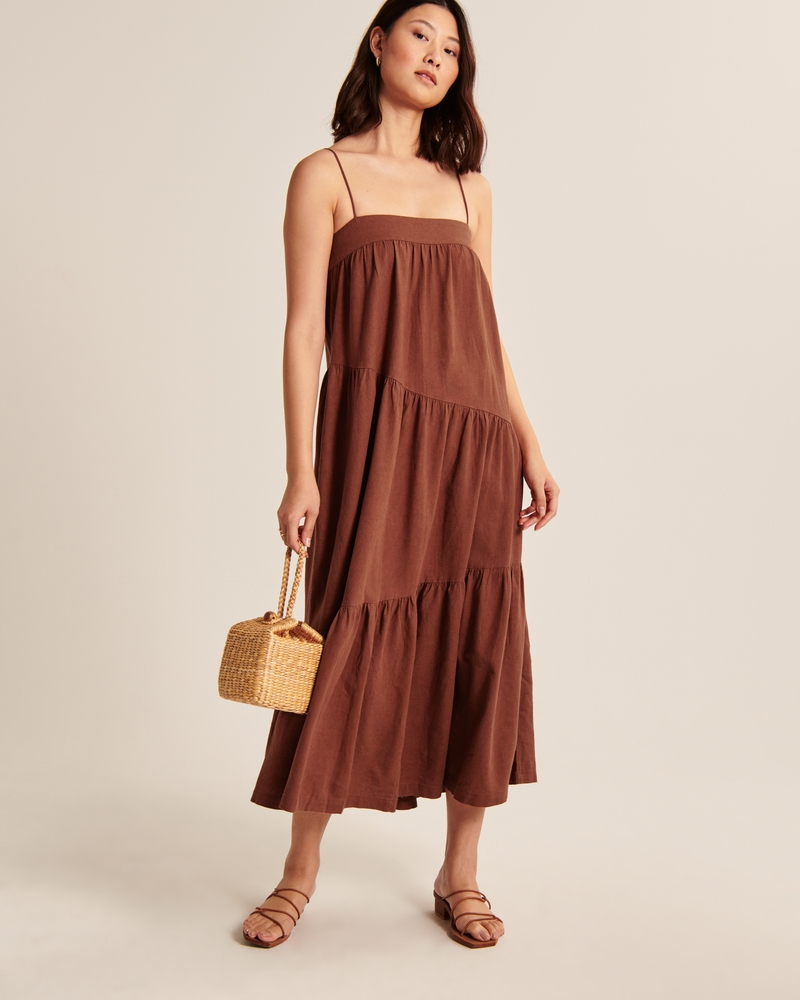 Abercrombie & Fitch Asymmetrical Tiered Maxi Dress