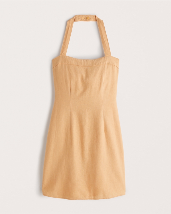Women's Halter Linen-Blend Mini Dress | Women's | Abercrombie.com
