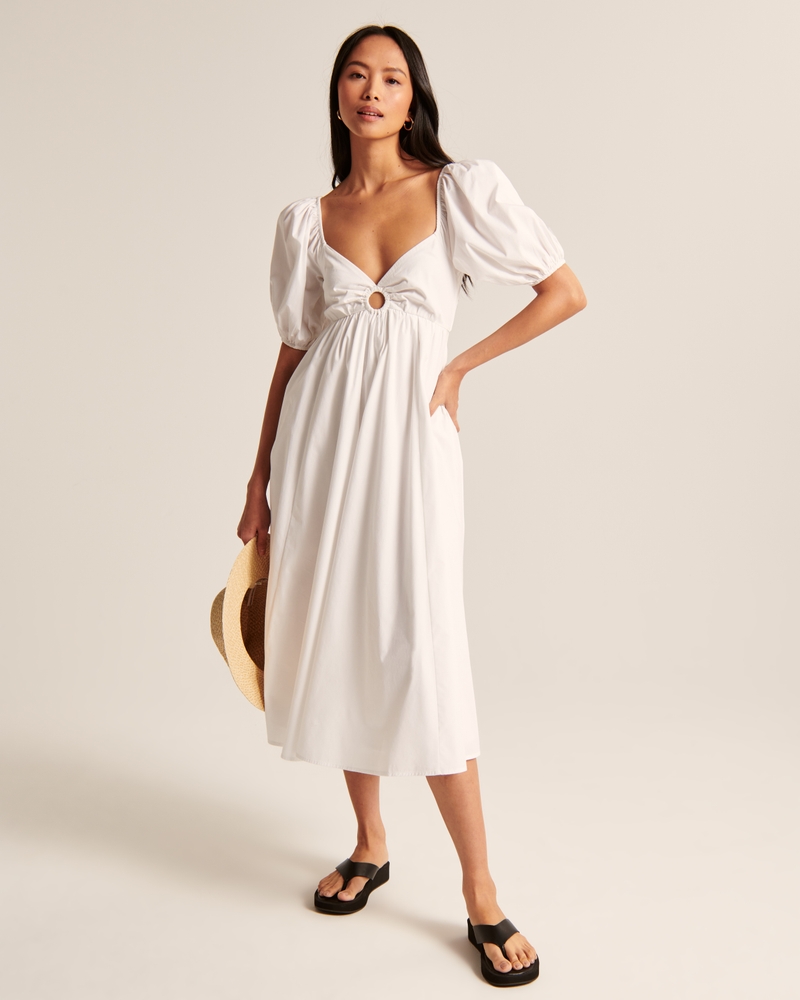Women's ORing Puff Sleeve Midi Dress Women's Dresses & Jumpsuits