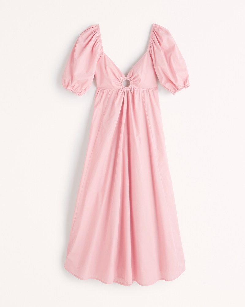 Women S O Ring Puff Sleeve Midi Dress Women S Clearance Abercrombie Com