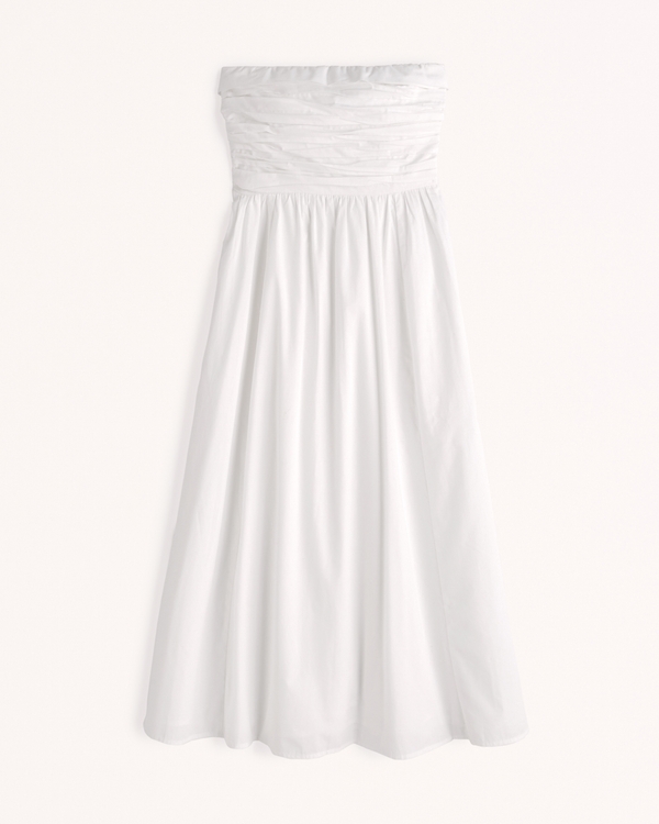Women's Poplin Strapless Midi Dress | Women's Dresses & Jumpsuits | Abercrombie.com