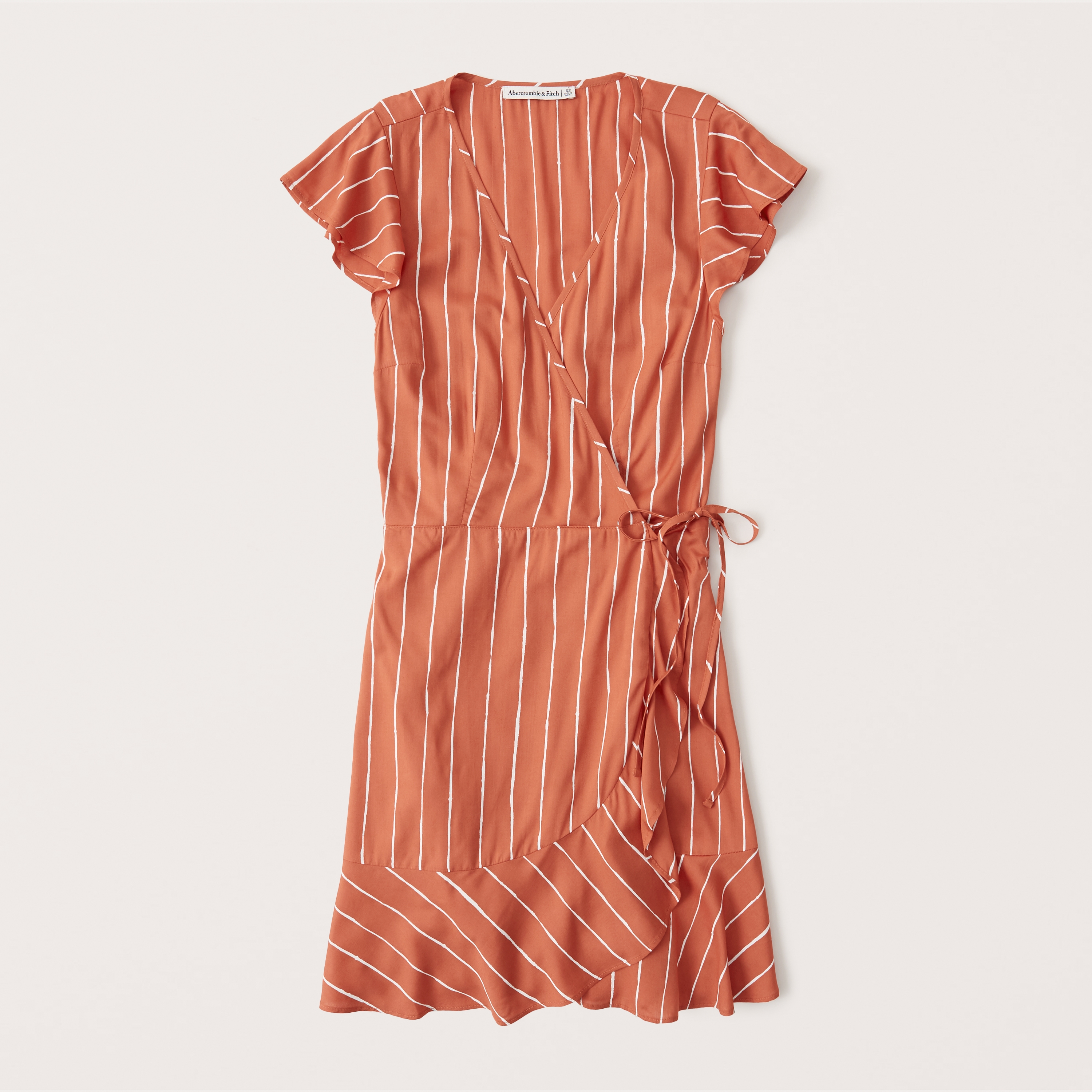 orange wrap around dress